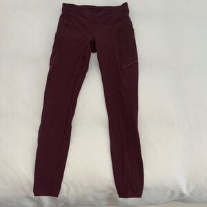Lululemon Athletica Maroon Leggings with Pockets